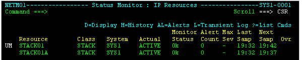 Displays the IP Resource Monitor with the UM command