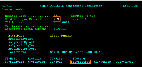 Displays an ASMON monitoring definition