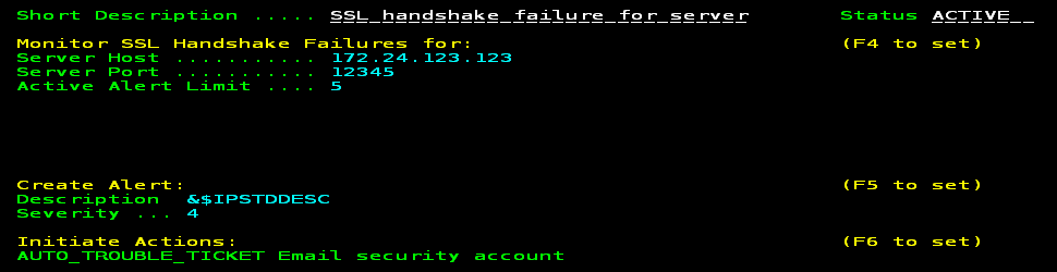 The screen capture shows the event detector definition.