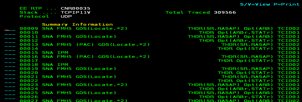 The screen capture shows a partial list of the packets in the trace.