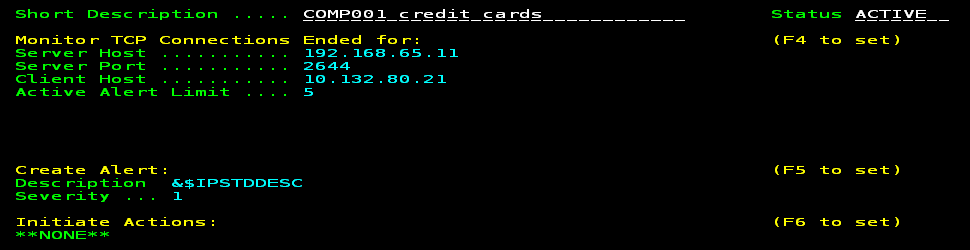The screen capture shows the event detector definition.