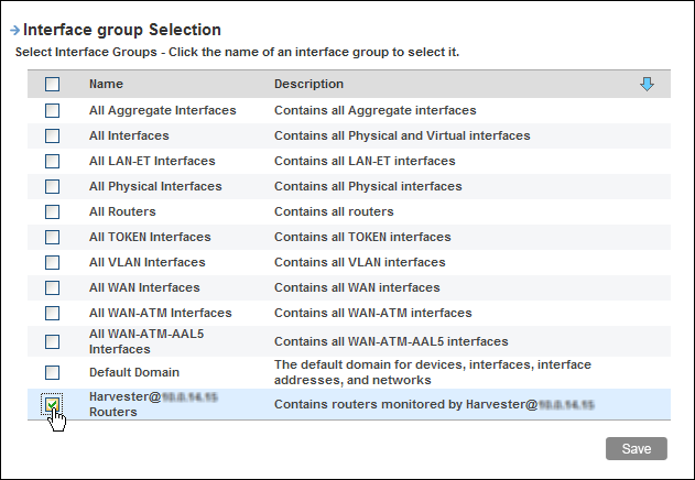 Use the Interfacre Group Selection dialog to select interface groups.