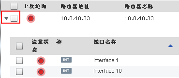 单击路由器行最左侧的箭头，展开路由器的接口详细信息。