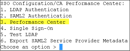 为 Performance Center 选择选项 3