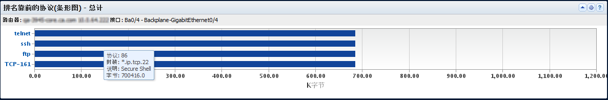 “排名靠前协议(条形图)”视图显示最常使用的协议。