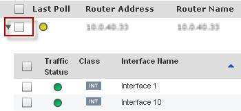 Expand the interface details for a router by clicking the arrow on the left edge of the router row.