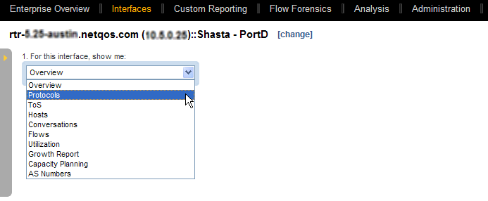 Select the report type from the list near the top left corner of the page.