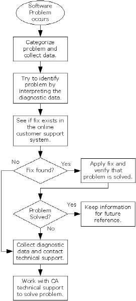 Process to diagnose CA software problems