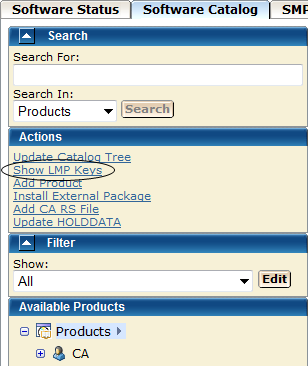 The screen capture shows the location of the Show LMP Keys link.