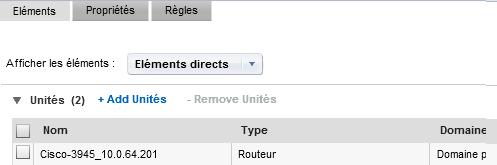 L'onglet des éléments vous permet d'afficher l'appartenance au groupe.