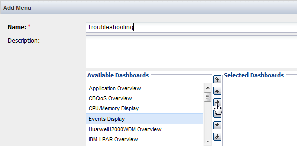 Add dashboards to the new menu.