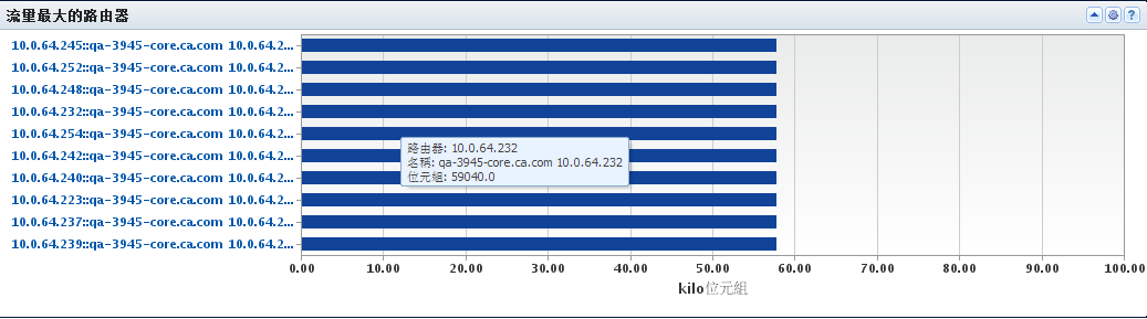 此檢視會顯示流量最大的路由器。