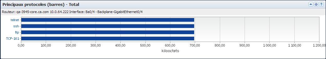 Les vues Principaux protocoles (barres) affichent les protocoles les plus utilisés.