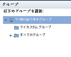 ［マイ カスタム グループ］ノードを選択して、［マイ割り当て済みグループ］ツリーにグループを追加します。