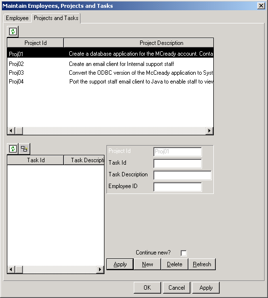 Maintain Employees, Projects, and Tasks