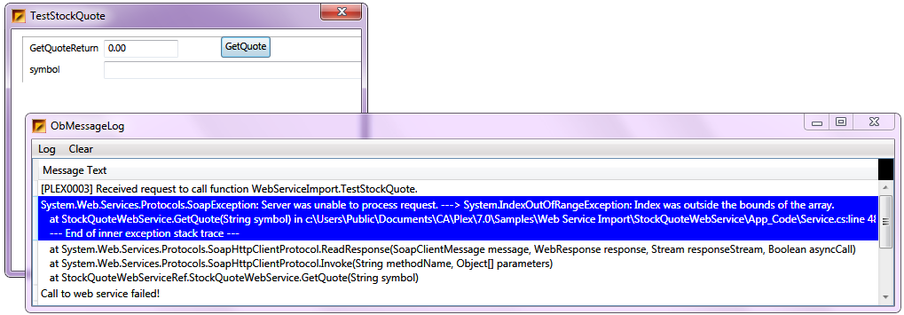 Exception in Running a Web Service