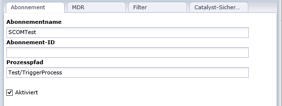 Registerkarte "Abonnement" für UCF-Abonnement.