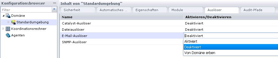 Wählen Sie "Von Domäne erben" aus der Drop-down-Liste "Aktiviert" bzw. "Deaktiviert" aus.