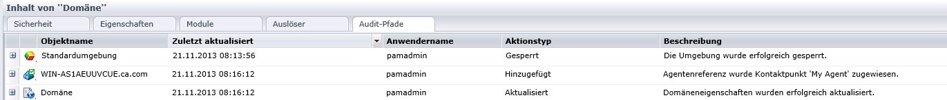 Diese Grafik zeigt, dass ein Audit-Pfad aufgezeichnet wurde, um einen neuen Agenten mit einem Kontaktpunkt zuzuordnen.
