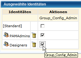 Wählen Sie für jede von Ihnen hinzugefügte Gruppe die Aktion "Group_Config_Admin" aus.