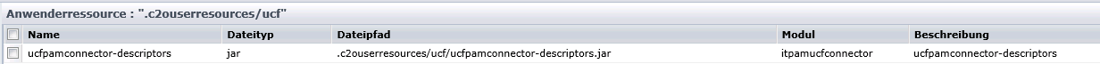 Zeigt "ucfpamconnector-descriptors.jar" an.