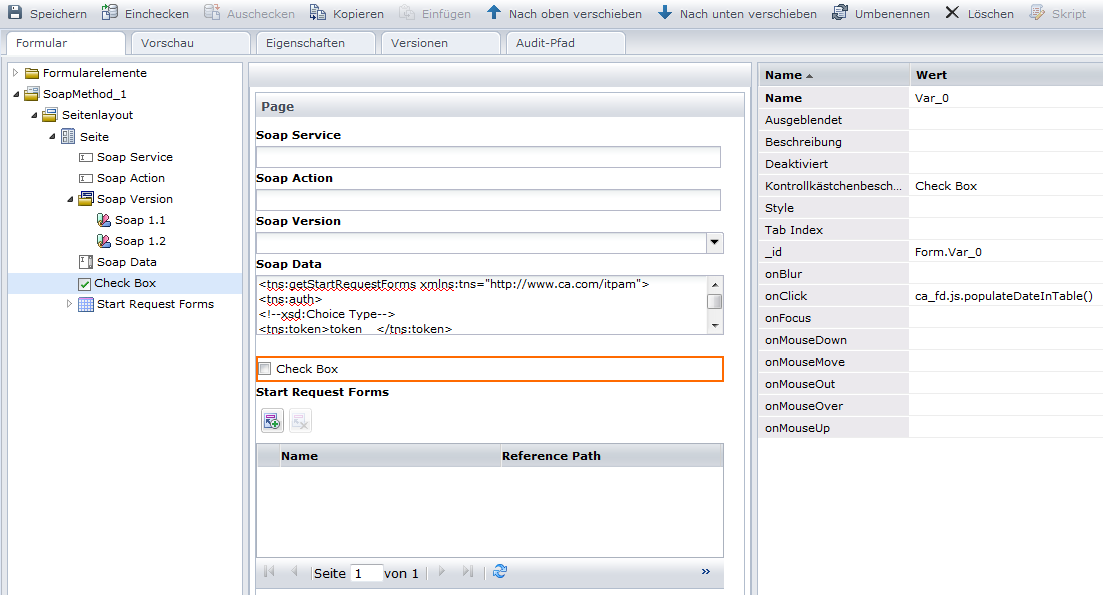 SOAP-Methode in einem Formular