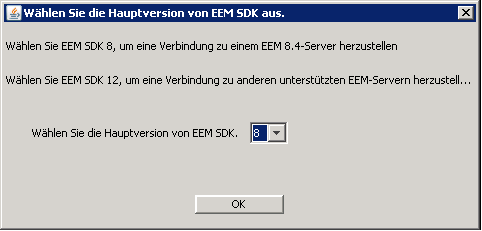 Wählen Sie die Hauptversion von EEM SDK aus.