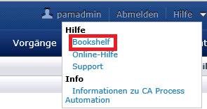Klicken Sie auf den Bookshelf-Link im Hilfemenü.