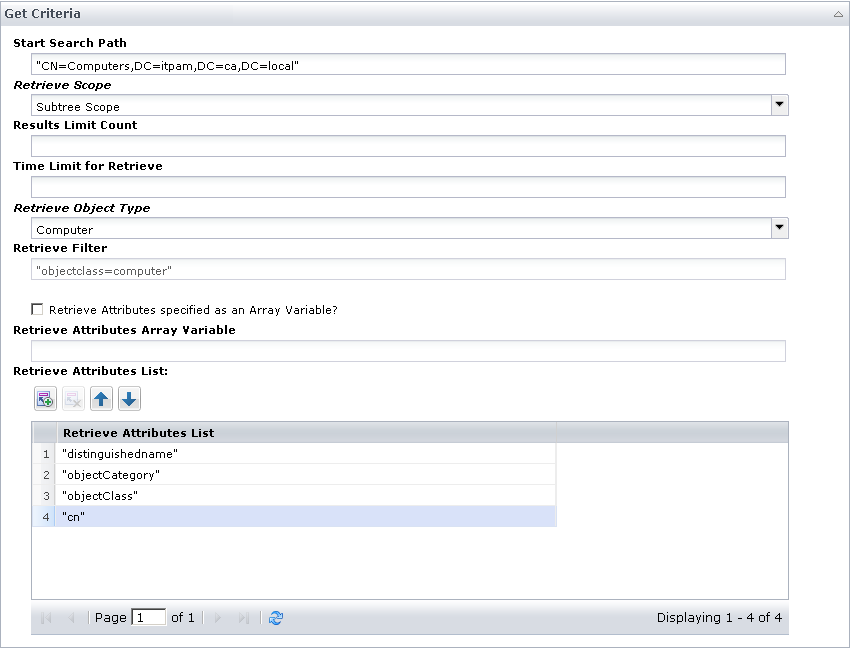 Get Object operator - Retrieve Criteria