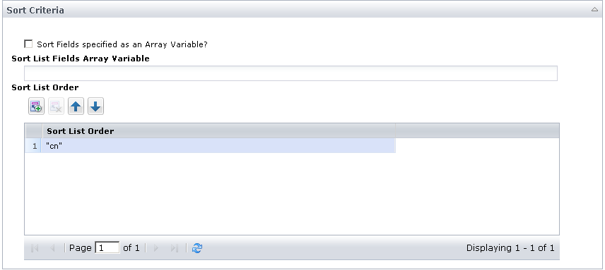 Get Object operator Sort Criteria