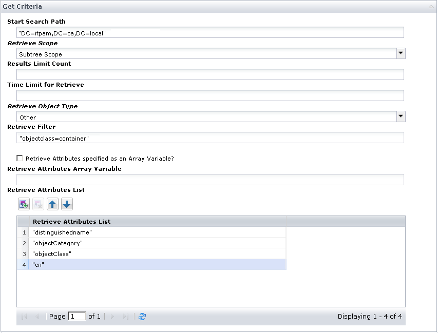 Get Object operator's retrieve criteria