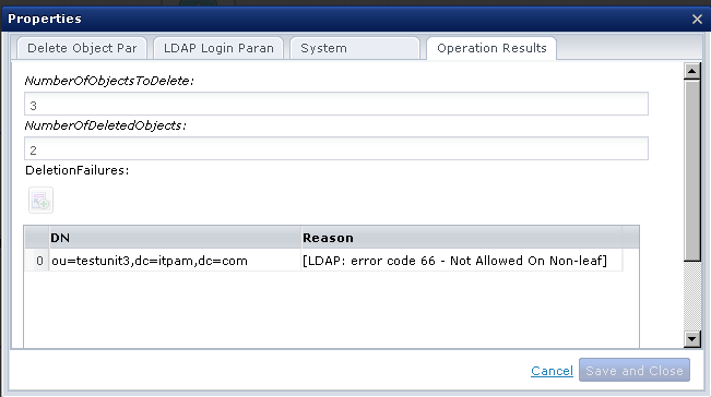 DeletionFailures (Delete Object Operator)