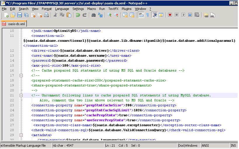Updated oasis-ds.xml file