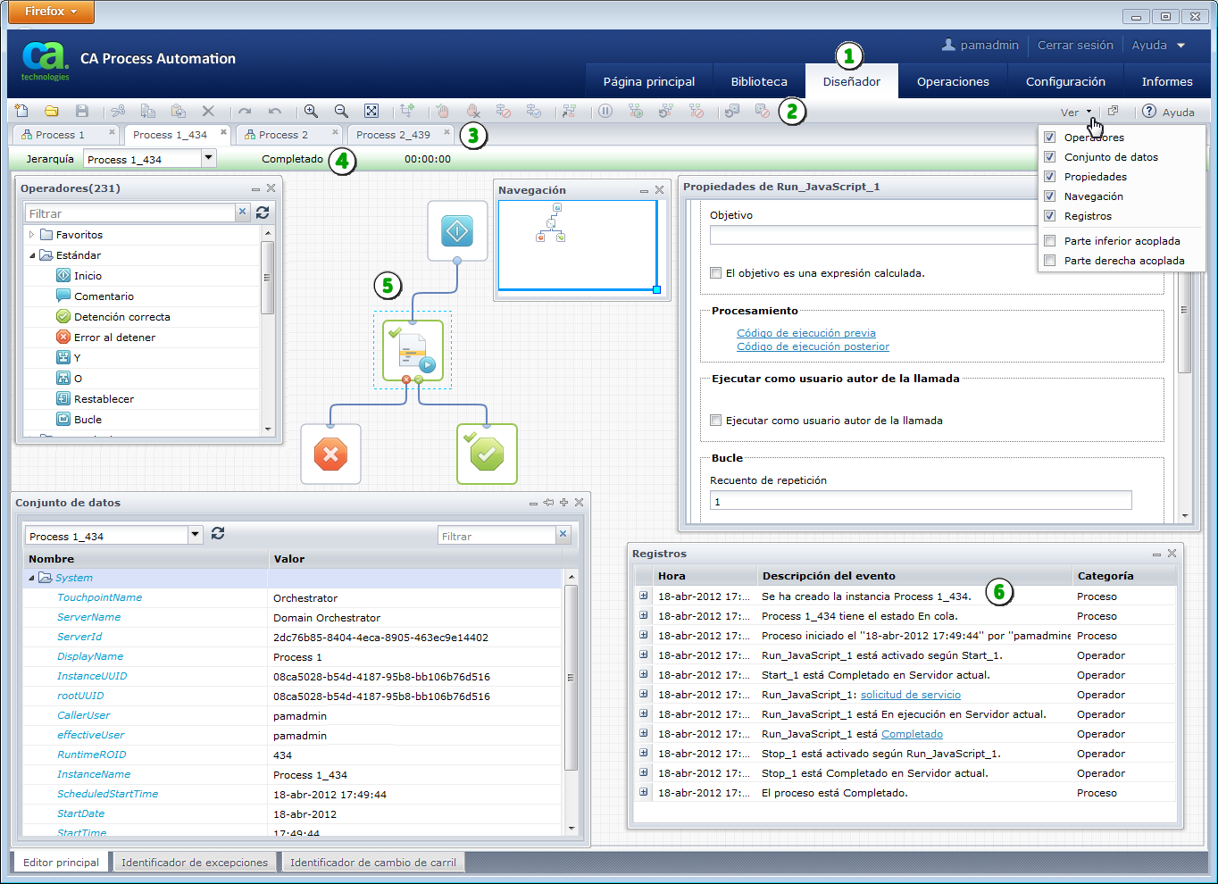 Este gráfico resume cómo ejecutar instancias de proceso en la página Diseñador.