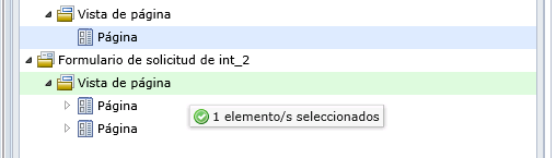 Se muestra el área para arrastrar un elemento de página a un formulario (tan cerca del borde como sea posible).