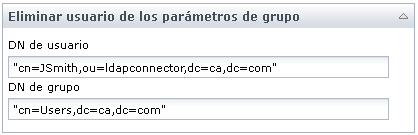 parámetros de entrada del operador Eliminar usuario del grupo