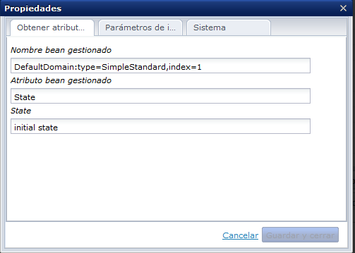 propiedades de variable de salida del operador Obtener atributos MBean