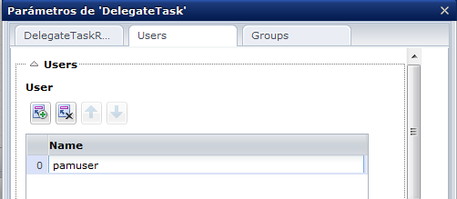Parámetros del conector de CA Process Automation de Catalyst para delegar tareas.