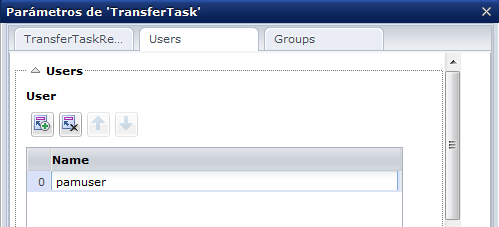 Parámetros del conector de CA Process Automation de Catalyst para transferir tareas.