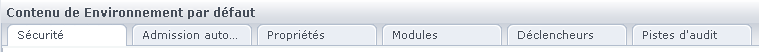 Ces onglets sont identiques à ceux du domaine, excepté l'onglet Admission automatique.
