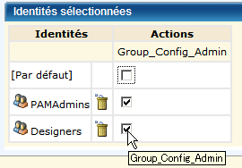 Sélectionnez l'action Group_Config_Admin pour le groupe que vous avez ajouté.