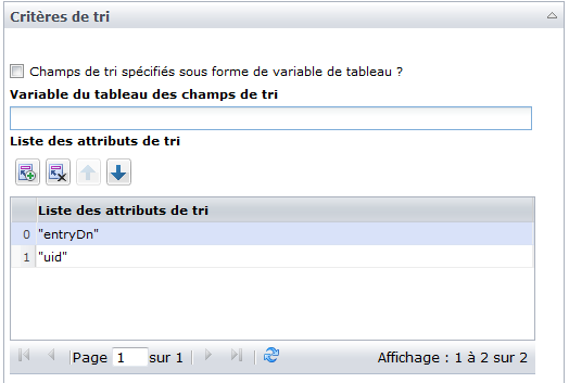Critères de tri de l'opérateur Obtenir le nom d'utilisateur