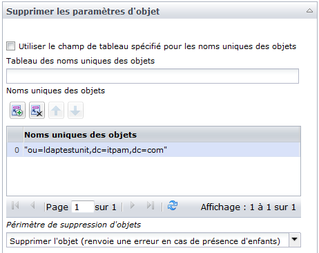 Suppression d'un objet (opérateur Supprimer l'objet)