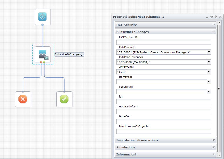 Esempio - Modulo Catalyst; operatore Sottoscrizione a modifiche