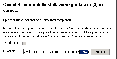 Modificare il percorso visualizzato con il percorso dei contenuti del programma di installazione.