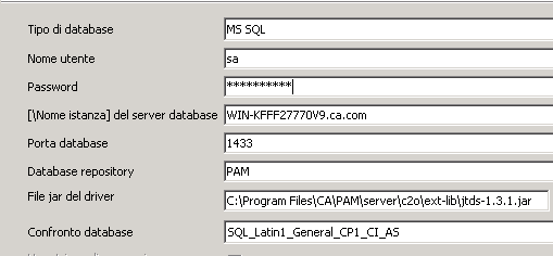 Verificare che i campi contengano le opzioni di configurazione precedenti.