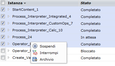 Questa figura mostra come acquisire più azioni in istanze del processo.