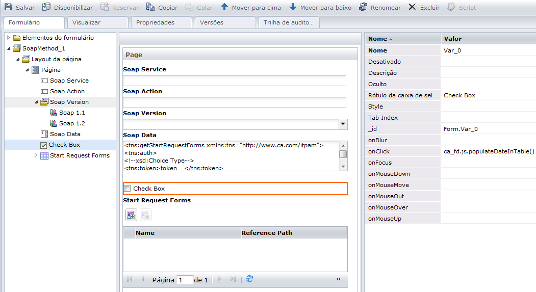 Método SOAP em um formulário
