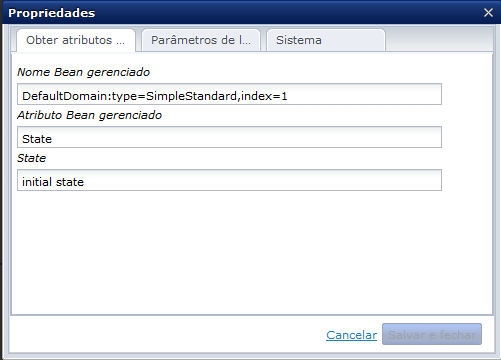 Propriedades da variável de saída do operador Obter atributos MBean