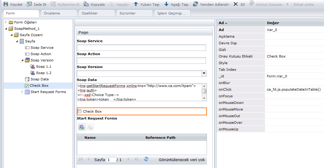 Formdaki SOAP Yöntemi